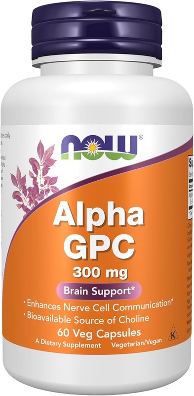 NOW Supplements Alpha GPC 300 mg, 60 Veg Capsules