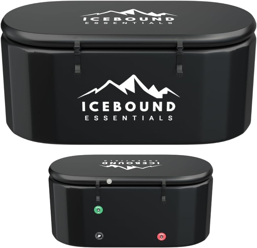 Icebound Essentials Inflatable Cold Plunge Tub, XL Black, 150 Gallon, Chiller Compatible
